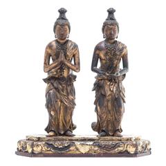Antique Double South East Asian Gilt Buddhas