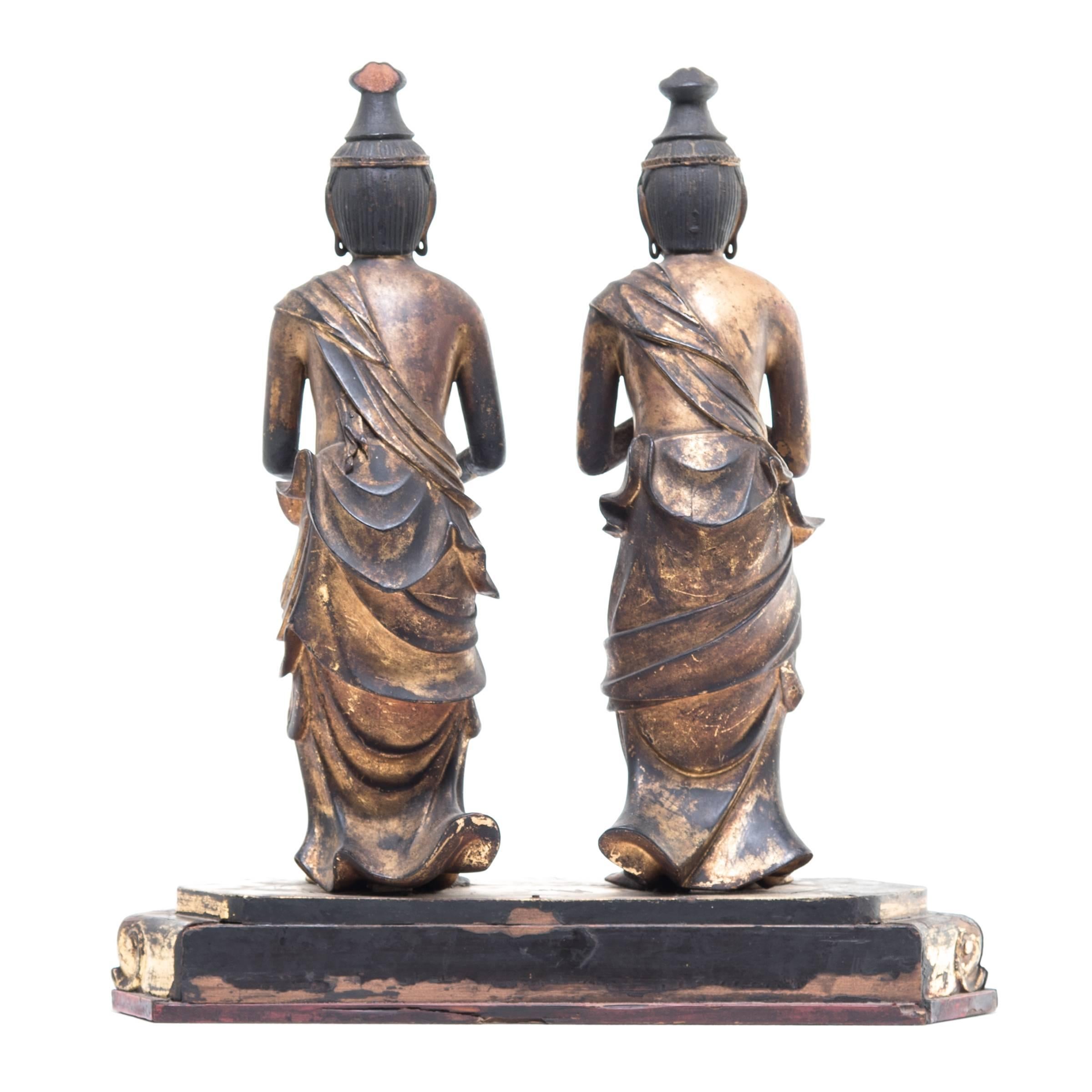 Japanese Double South East Asian Gilt Buddhas