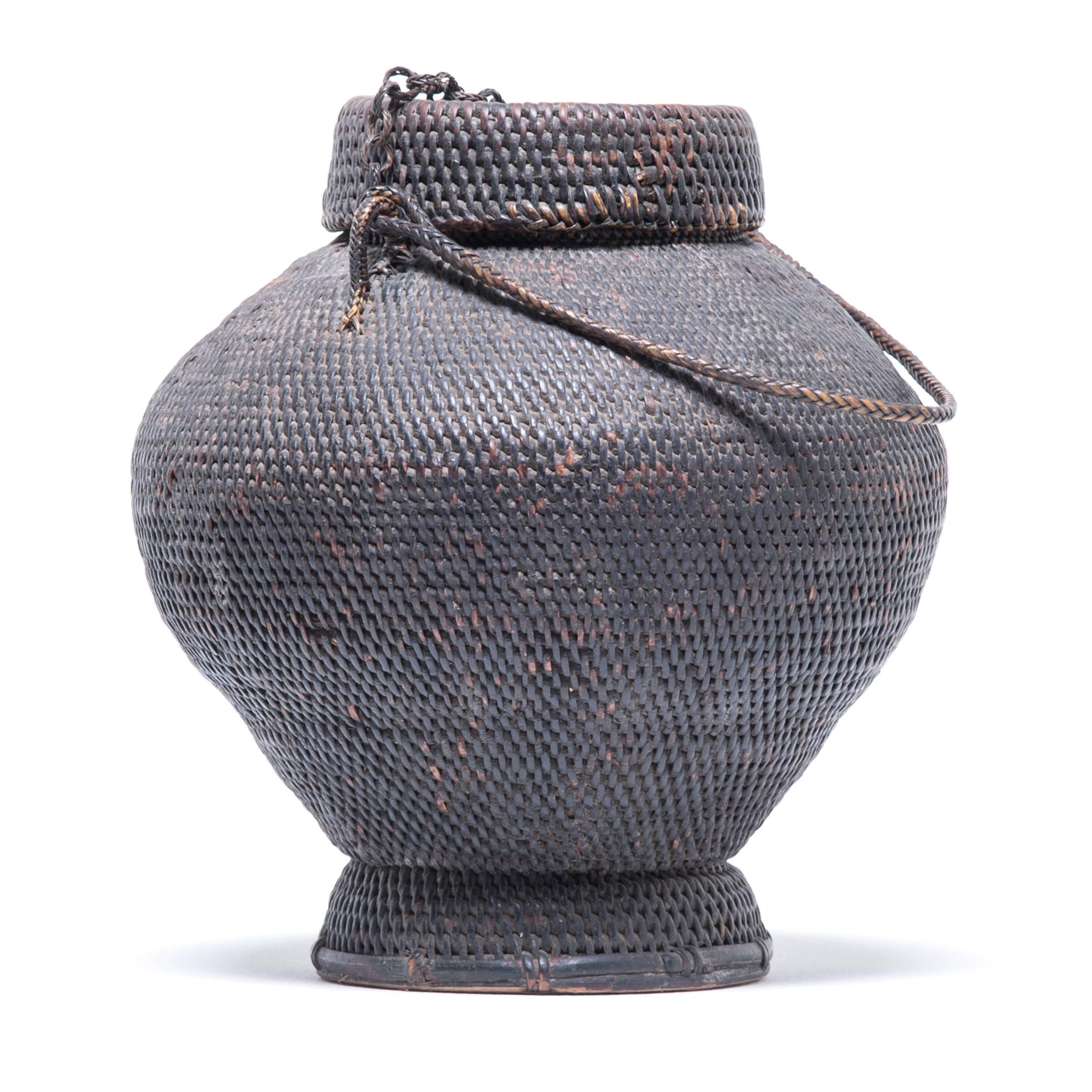 Woven Filipino Basket with Lid and Handle