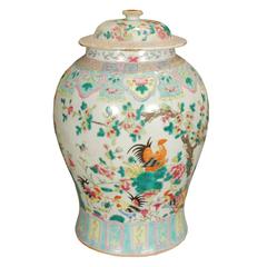 Flowering Rooster Baluster Jar