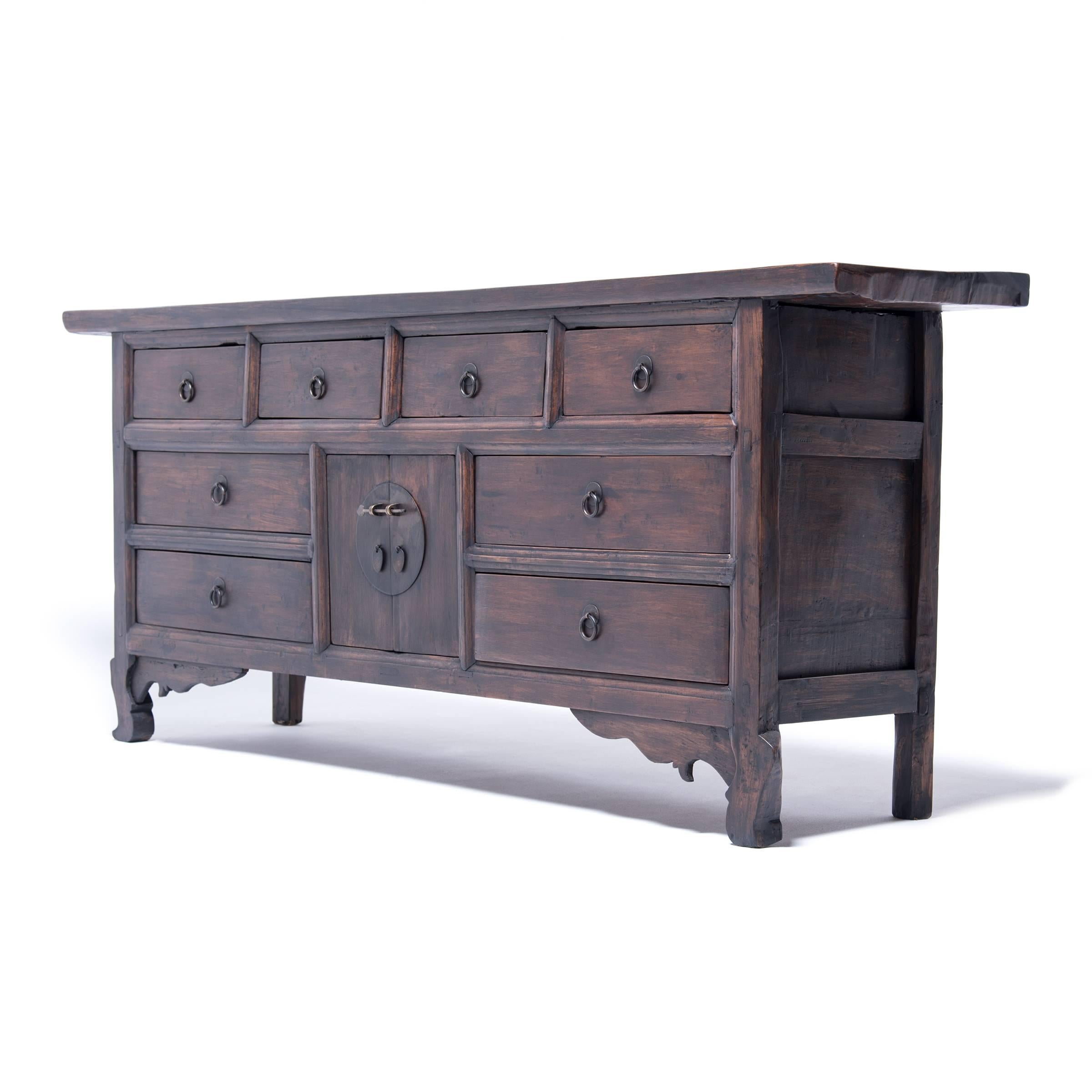 Lacquered Eight Drawer Cabriole Leg Coffer