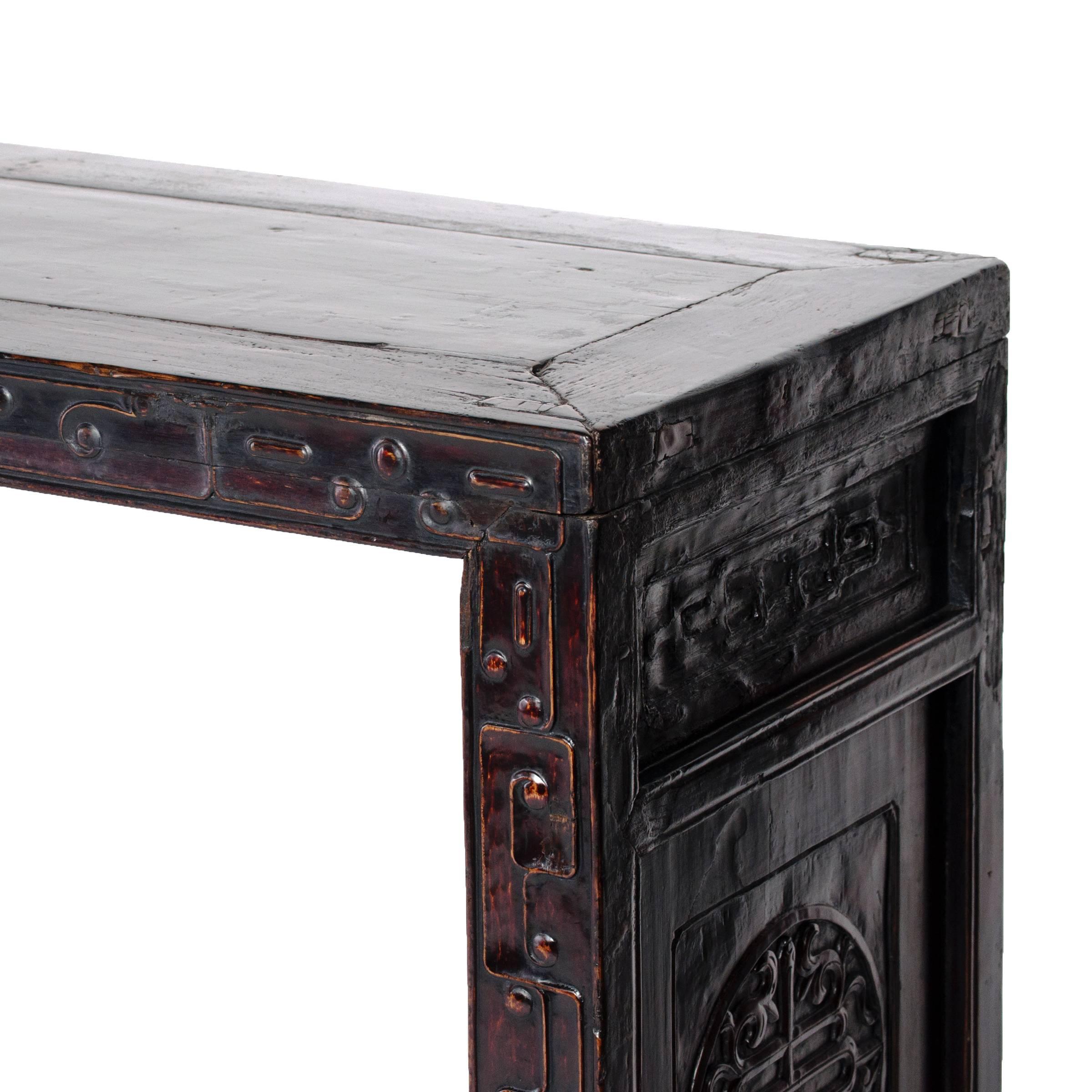 19th Century Chinese Square Corner Waterfall Table In Excellent Condition In Chicago, IL