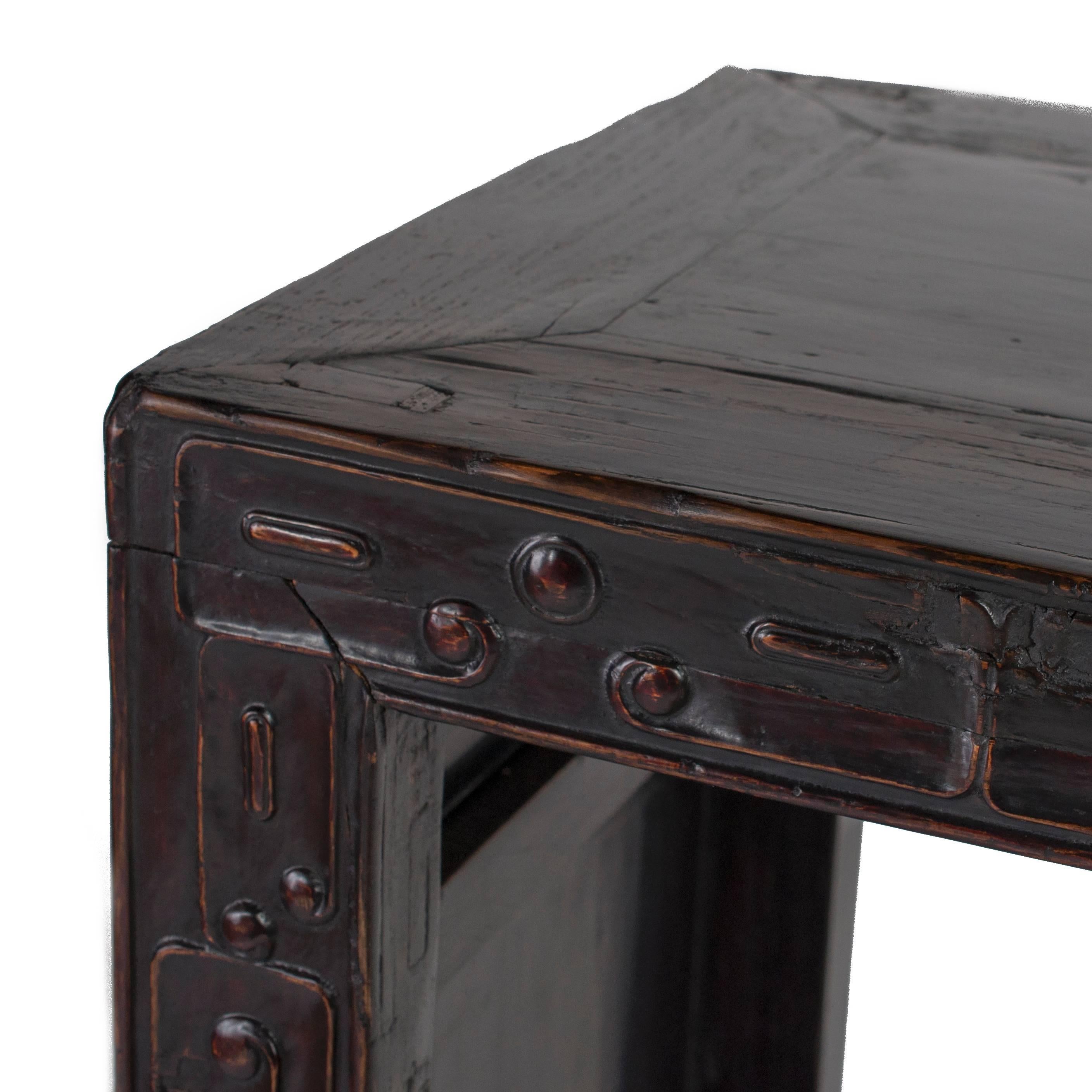 Elm 19th Century Chinese Square Corner Waterfall Table