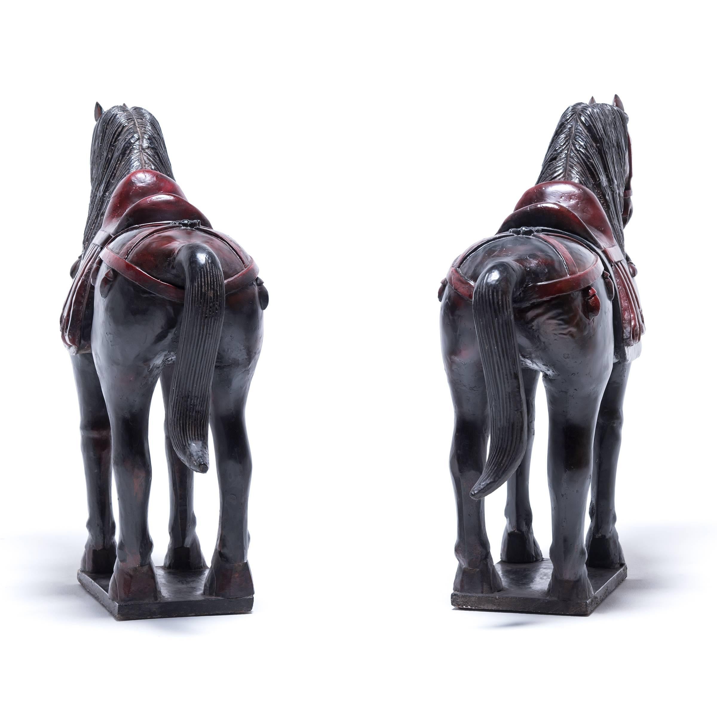 20th Century Pair of Lacquer Horses