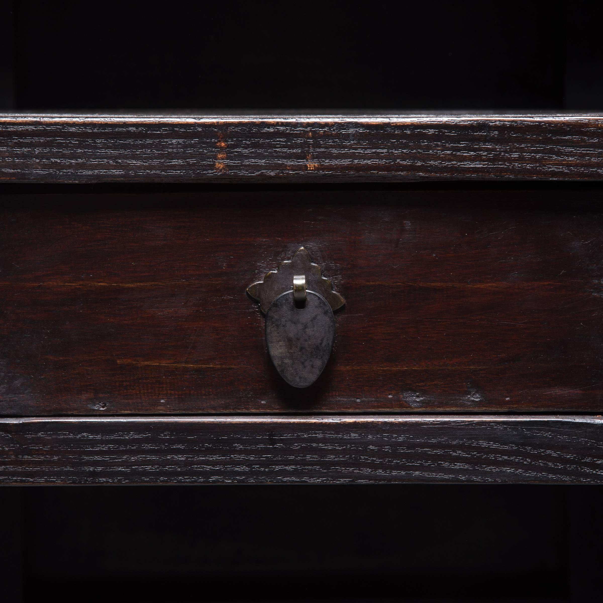 19th Century Tall Chinese Lacquer Cabinet with Greek Key Trim, c. 1850