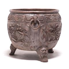 Flowered Deer Cast Iron Vessel