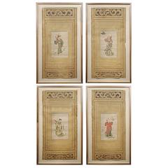 Set of Four Scholars Screen Paintings 12