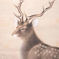 19th Century Chinese Deer Scroll