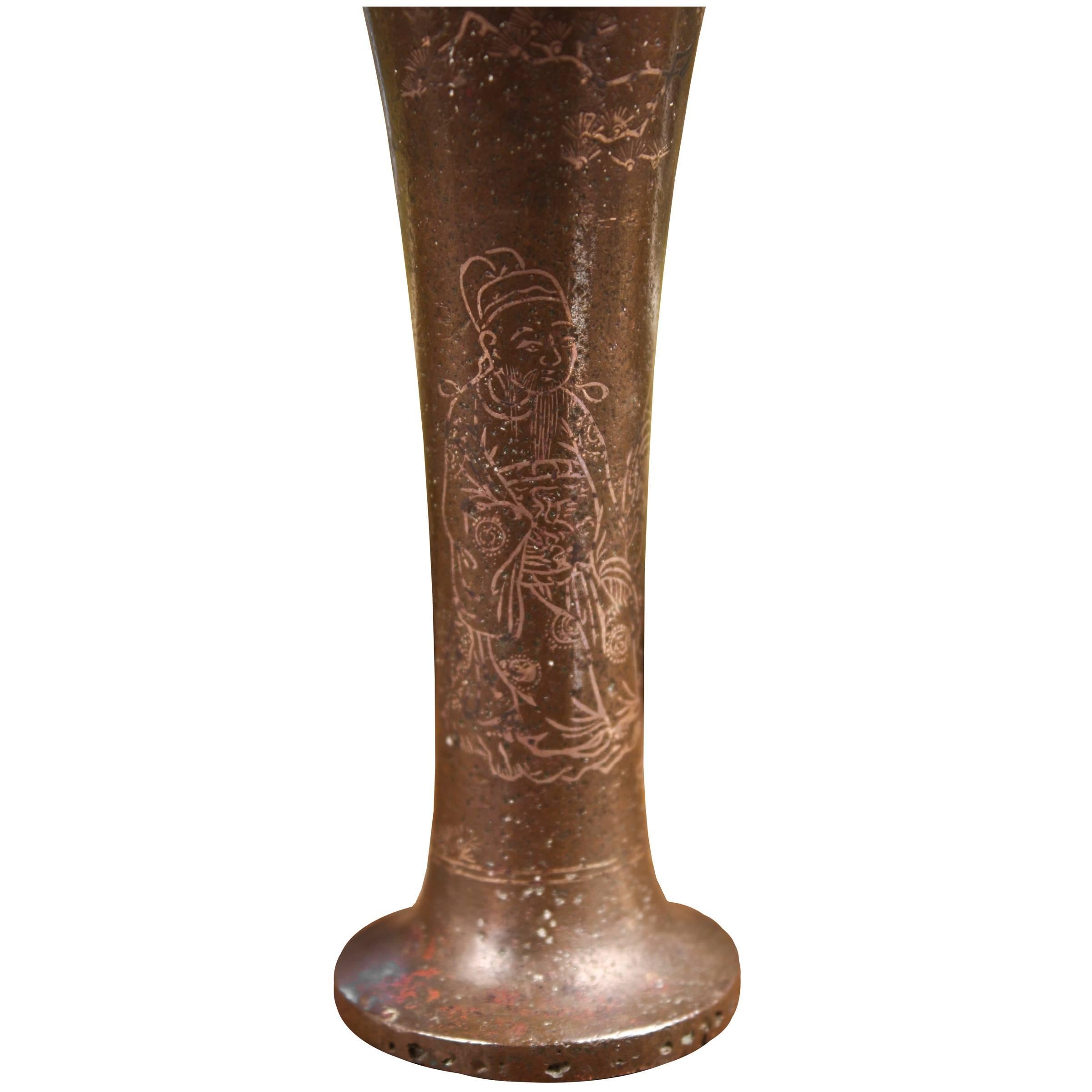 19th Century Bronze Meiping Vase In Excellent Condition In Chicago, IL