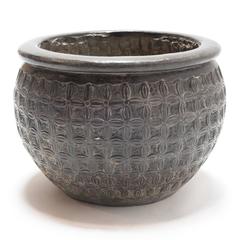 Early 20th Century Chinese Clover Carved Stone Jar