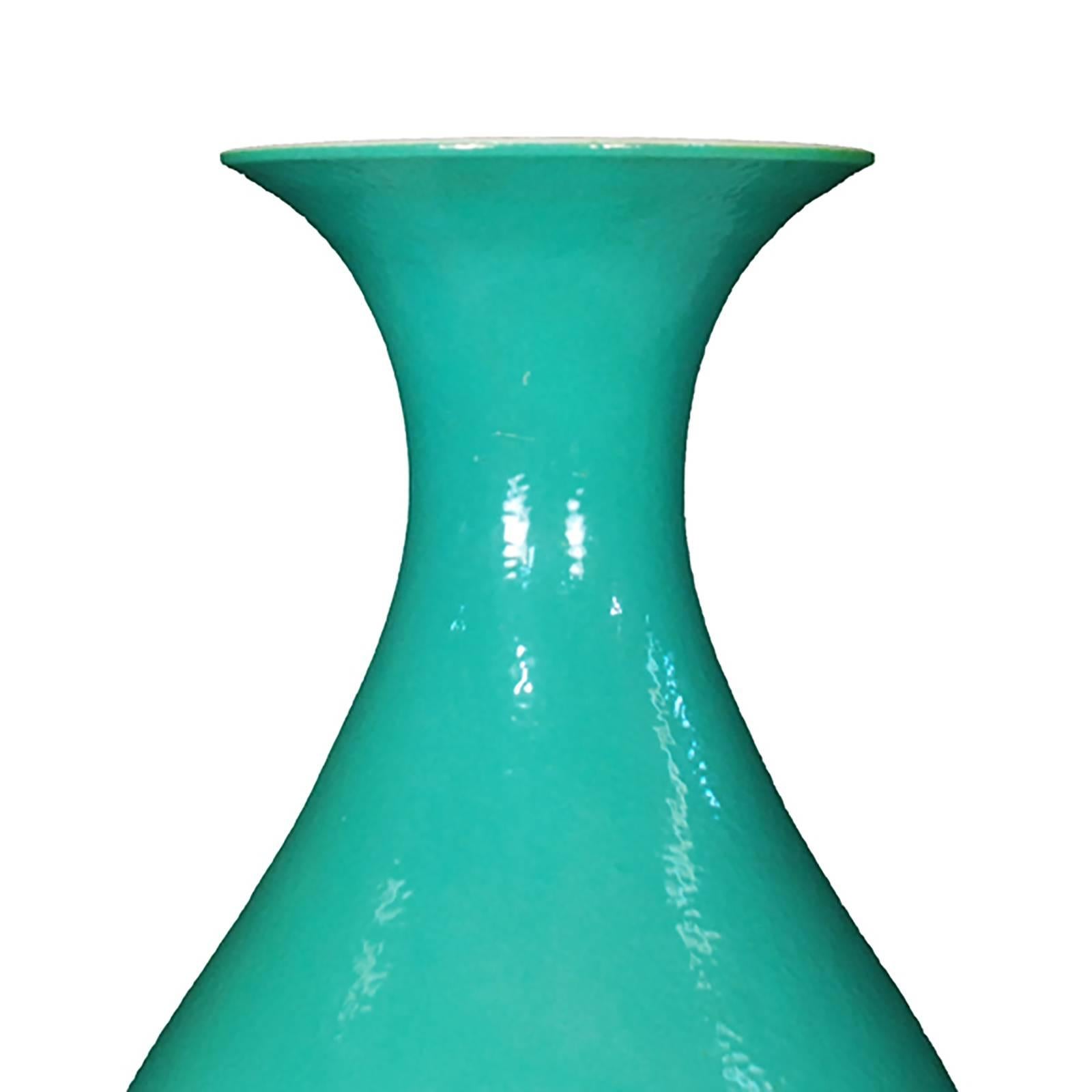 Glazed Chinese Turquoise Fantail Vase