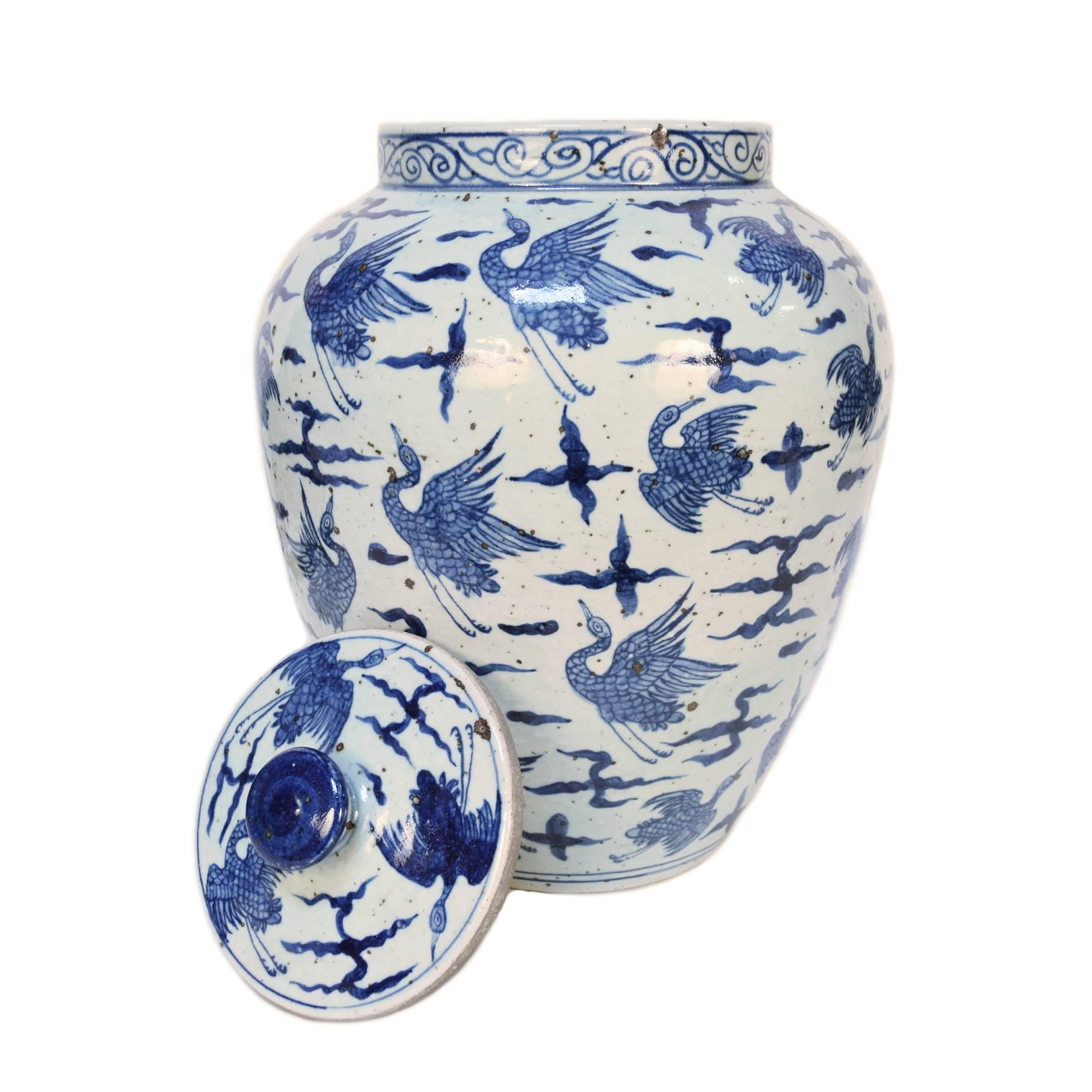 Glazed Blue and White Chinese Porcelain Vase
