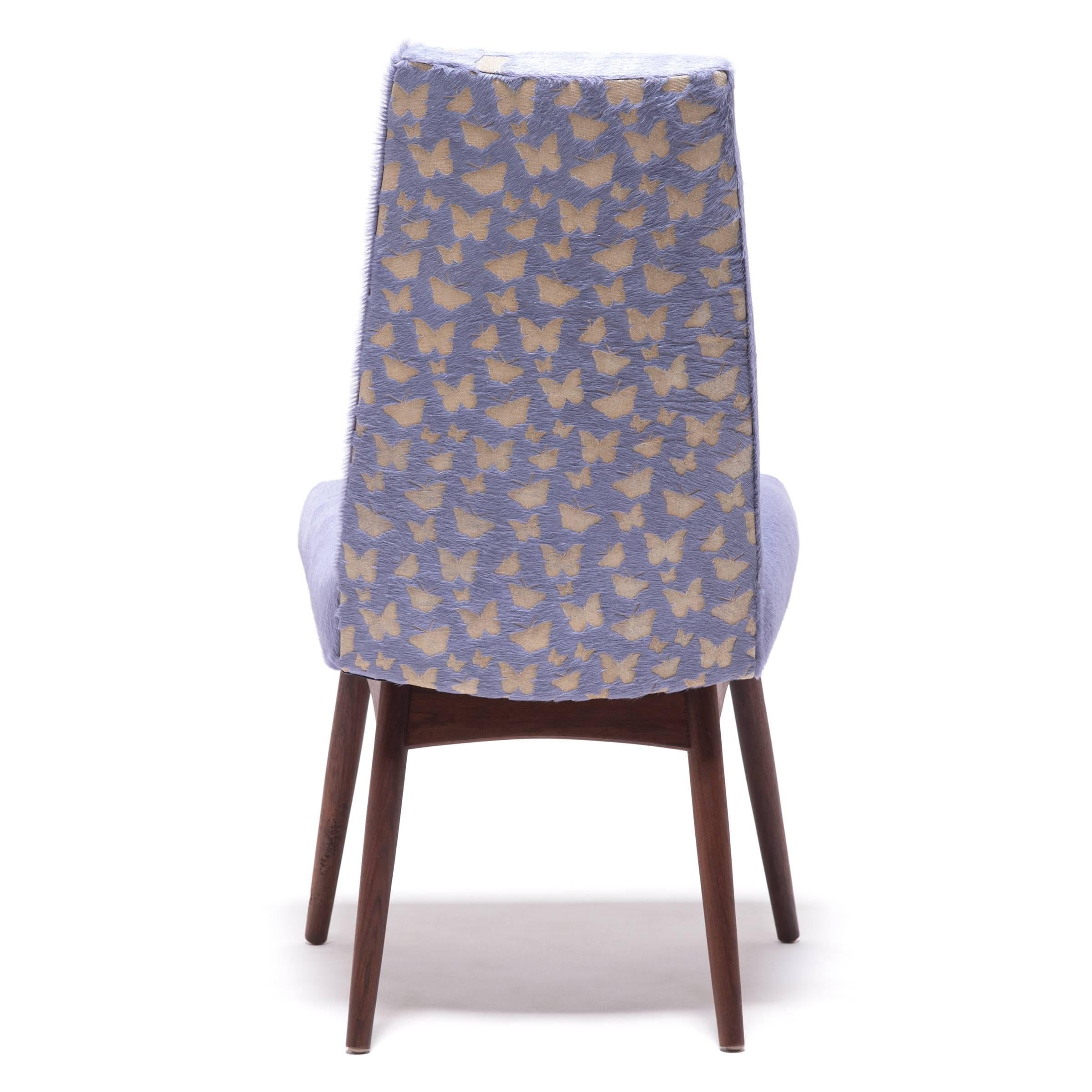 20th Century Vintage Pearsall Chair with Laser-Cut Butterflies on Hide