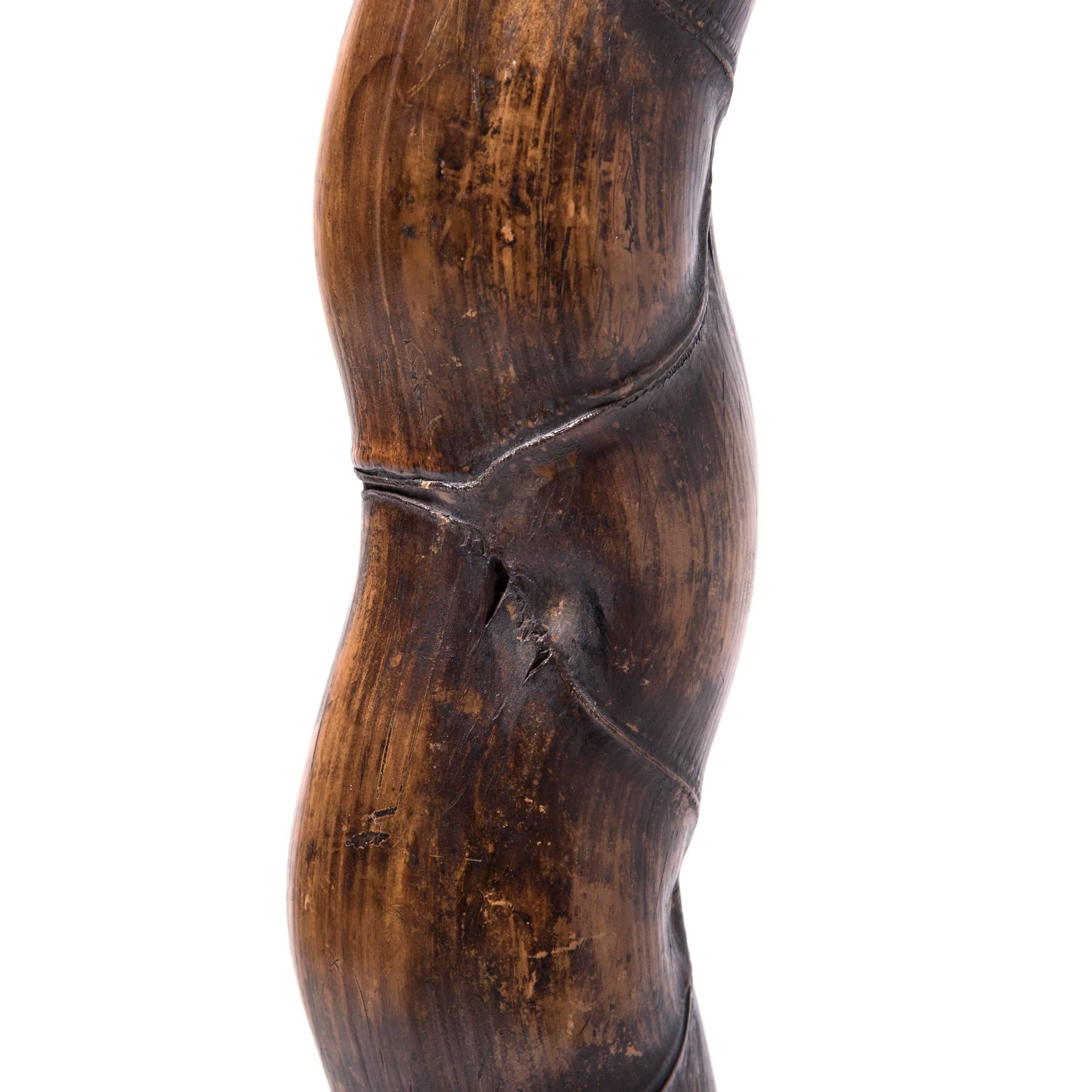 Chinese Buddha Belly Bamboo Pipe on Stand 1