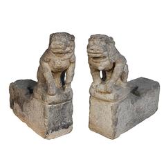 Pair of Chinese Stone Fu Dogs 10
