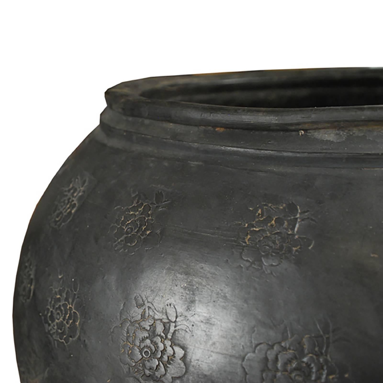 20th Century Chinese Stamped Clay Jar