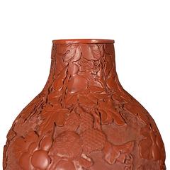 Pair of Chinese Cinnabar Double Gourd Vases