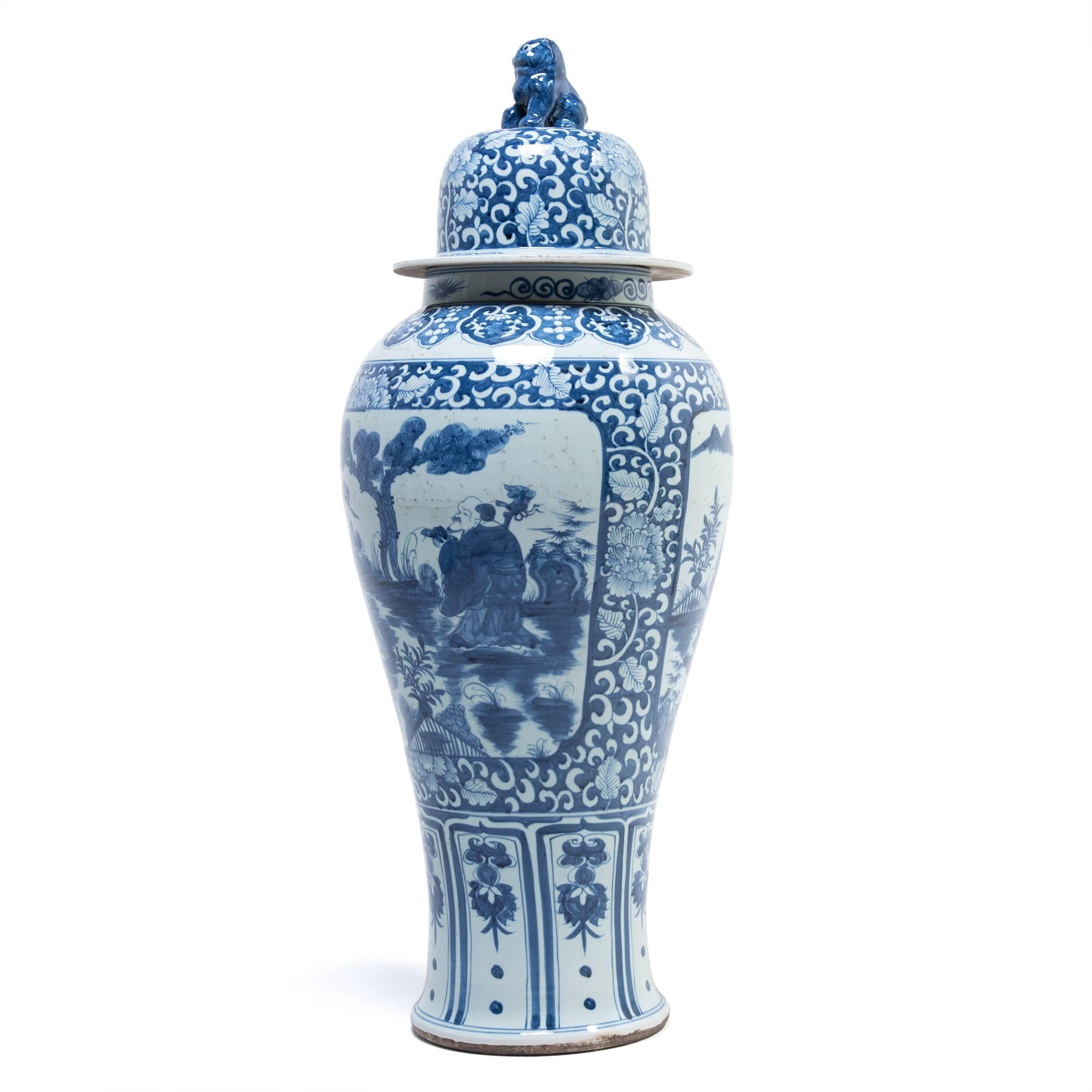 Chinese blue-and-white porcelain has inspired ceramists worldwide since cobalt was first introduced to China from the Middle East thousands of years ago. This contemporary version of a traditional ginger jar made in Jiangxi province showcases the