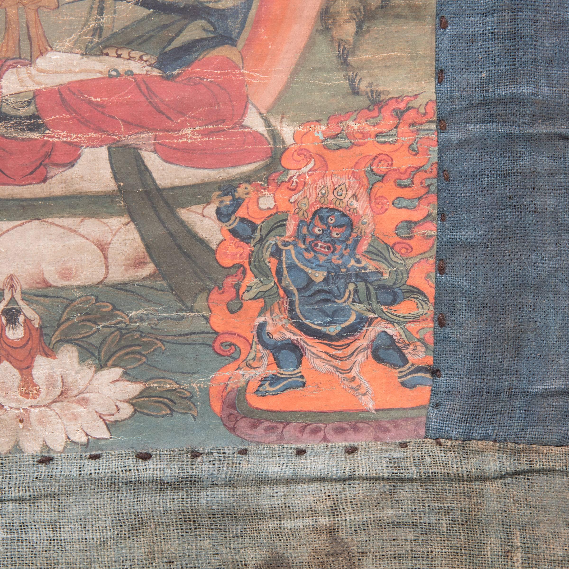 Painted Early 20th Century Tibetan Thangka