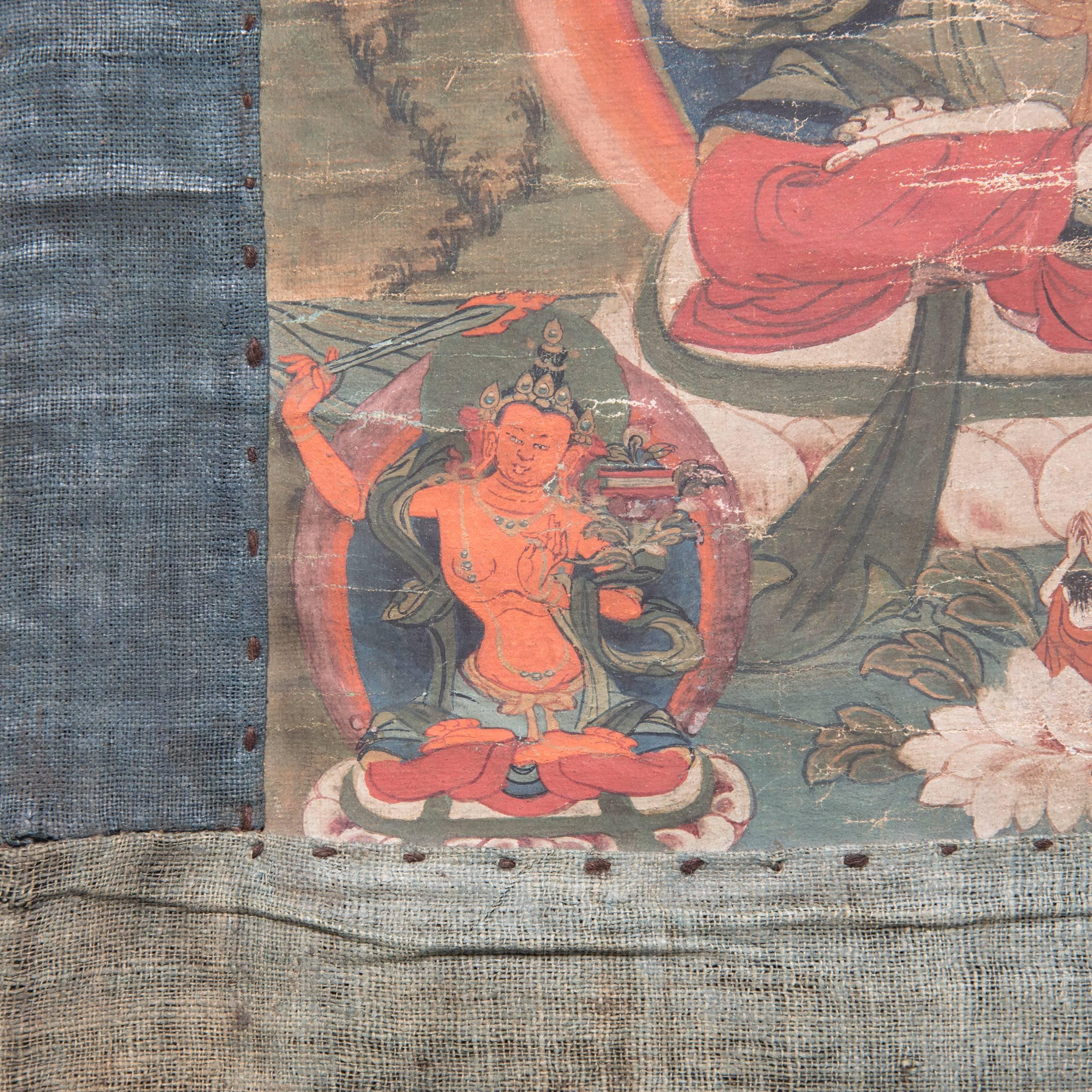 Early 20th Century Tibetan Thangka In Fair Condition In Chicago, IL