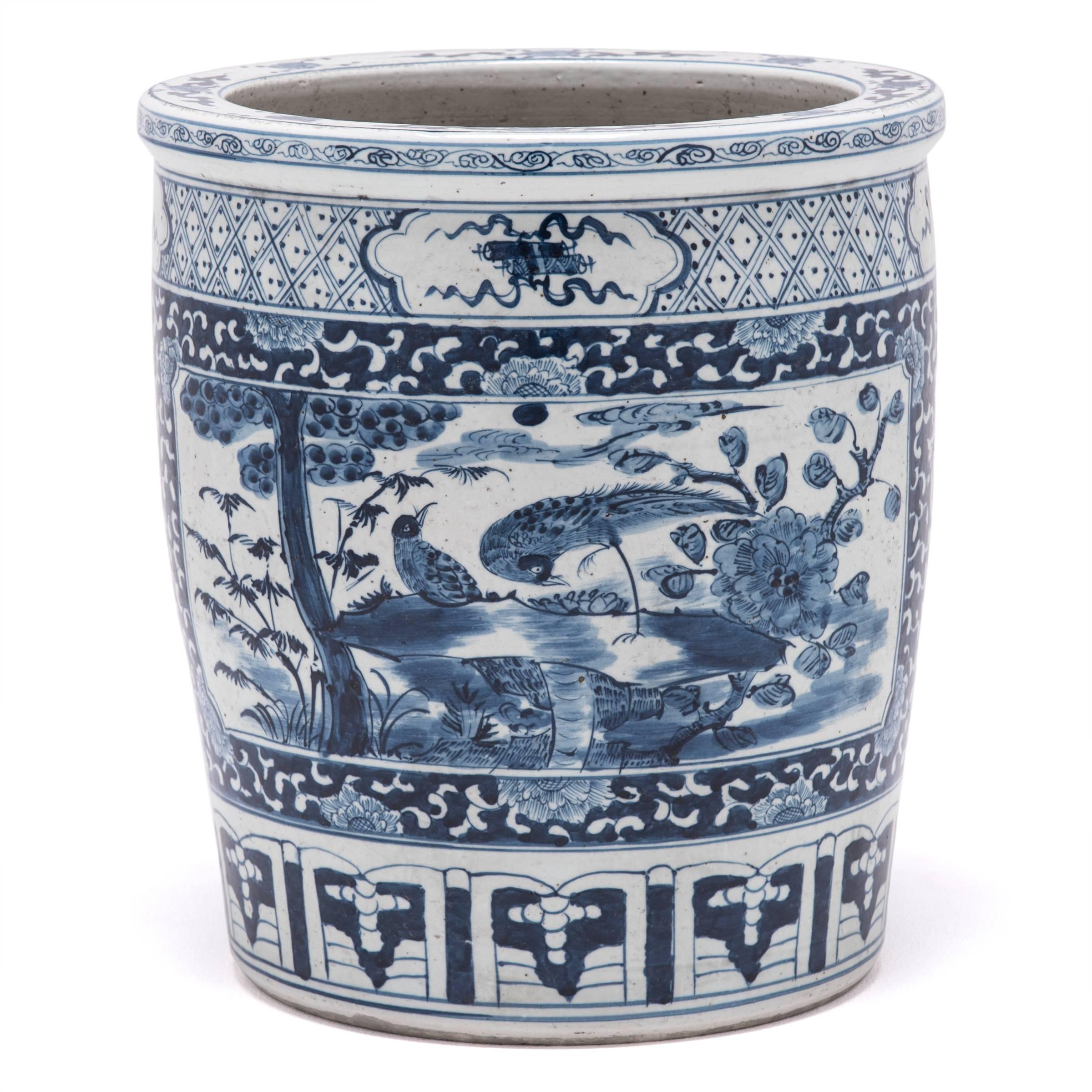 Chinese Blue and White Scholars' Scroll Jar