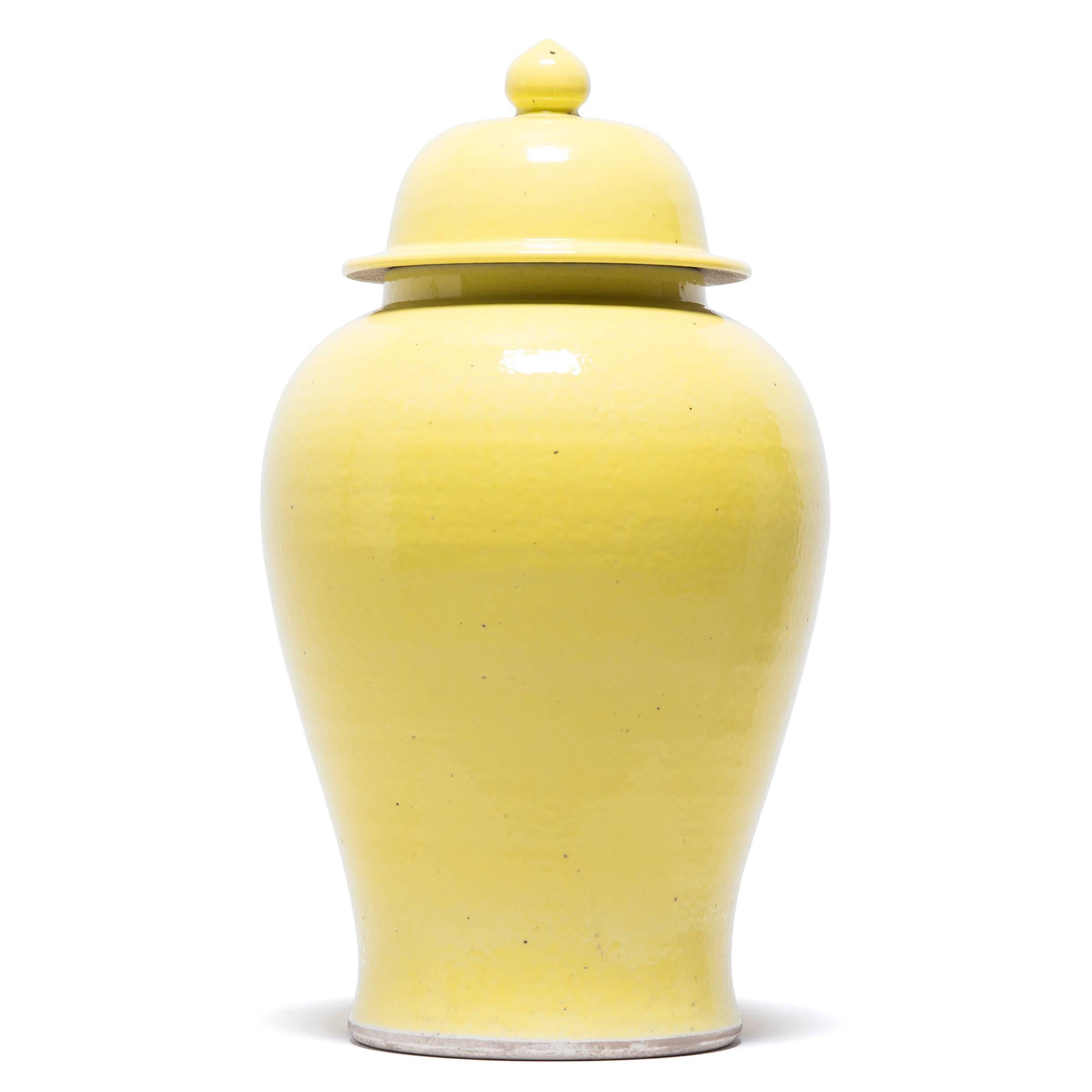 Modern Chinese Citron Baluster Jar For Sale