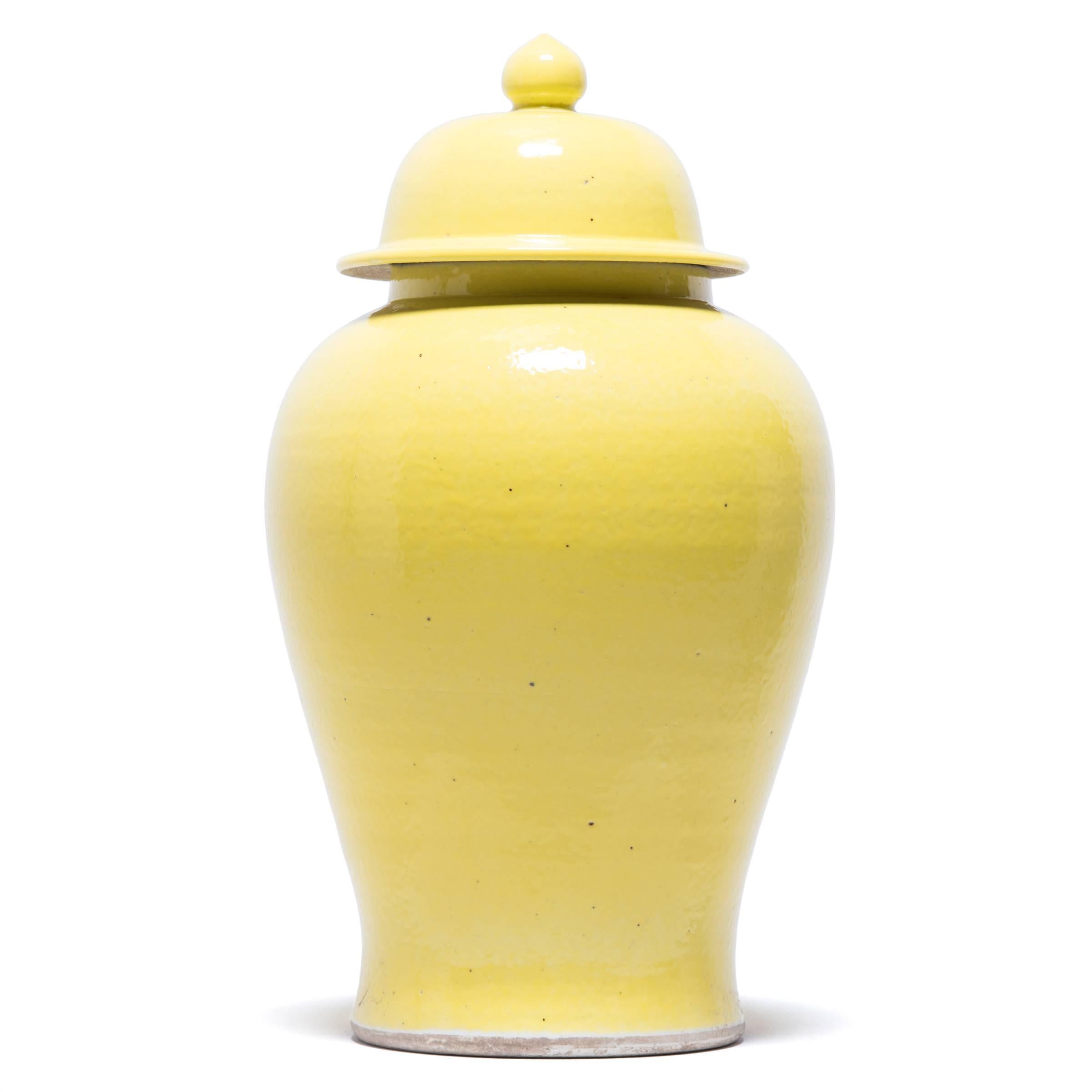 Glazed Chinese Citron Baluster Jar For Sale