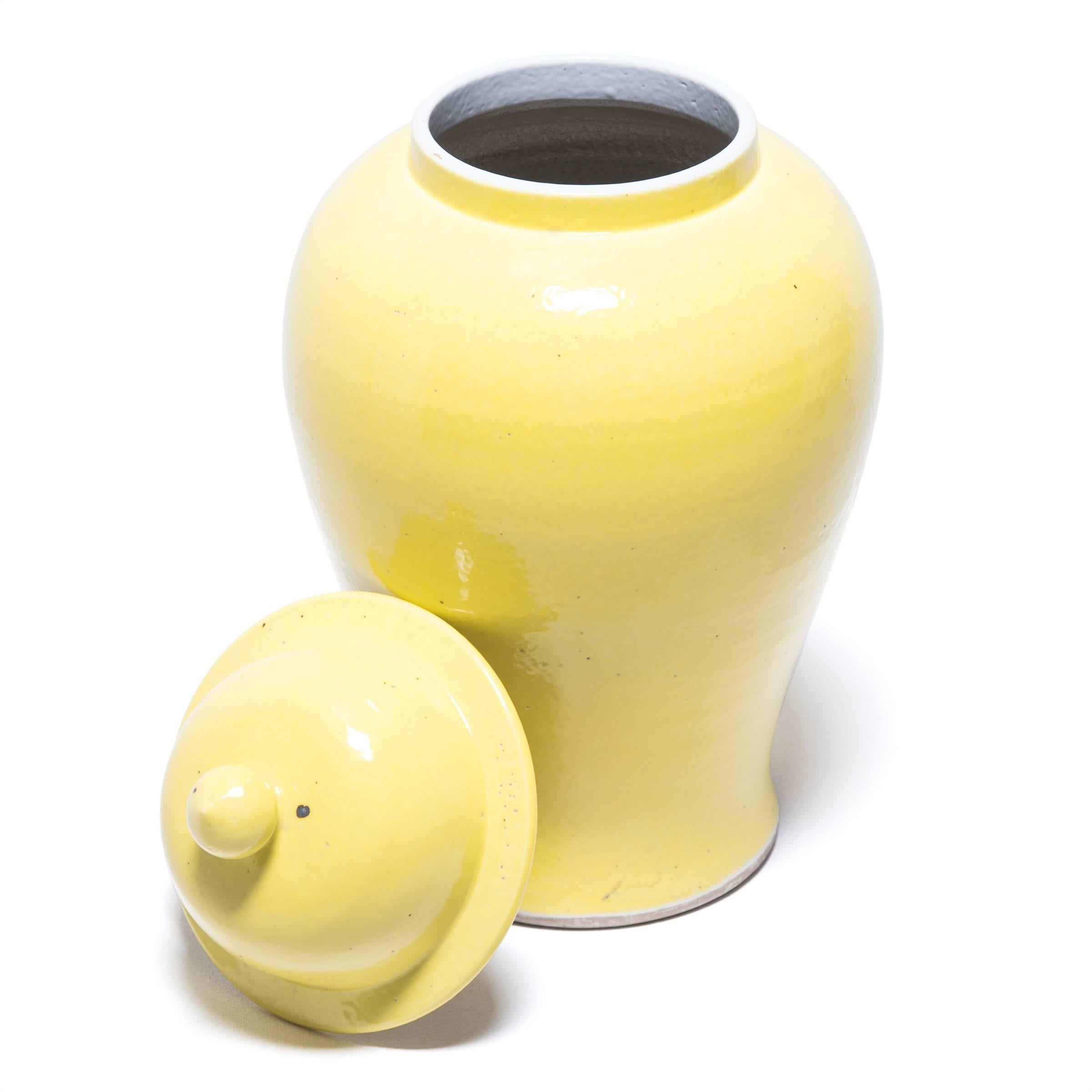Contemporary Chinese Citron Baluster Jar For Sale