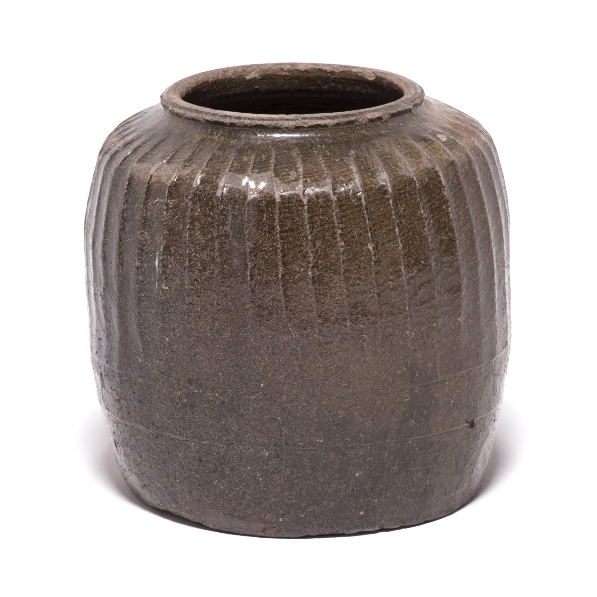 Glazed Chinese Provincial Melon Jar