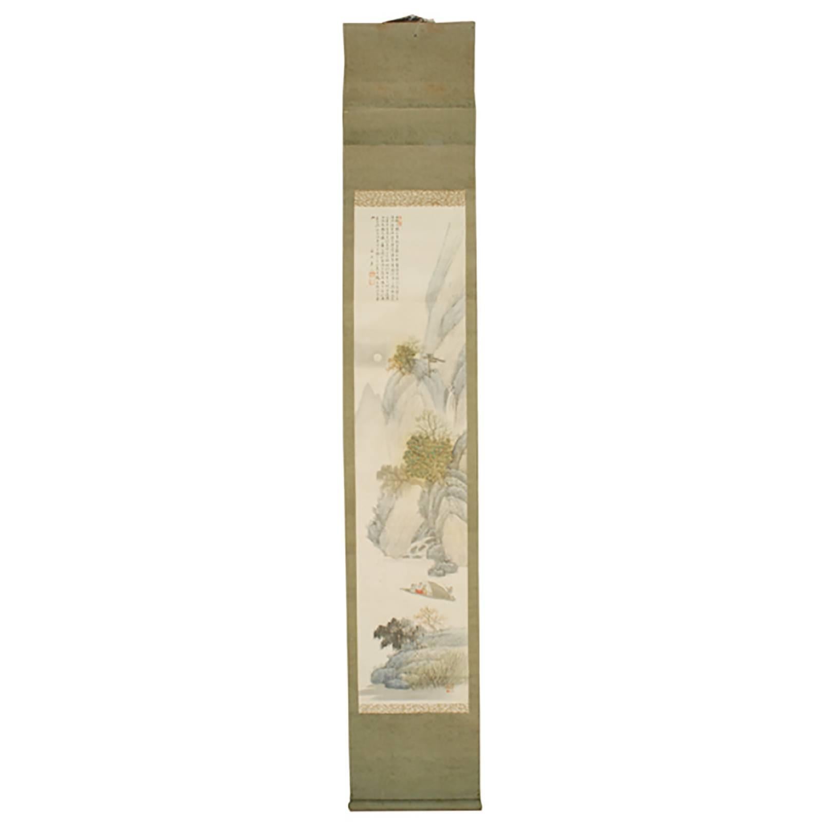 "Springtime on the River" Meiji Period Scroll Painting