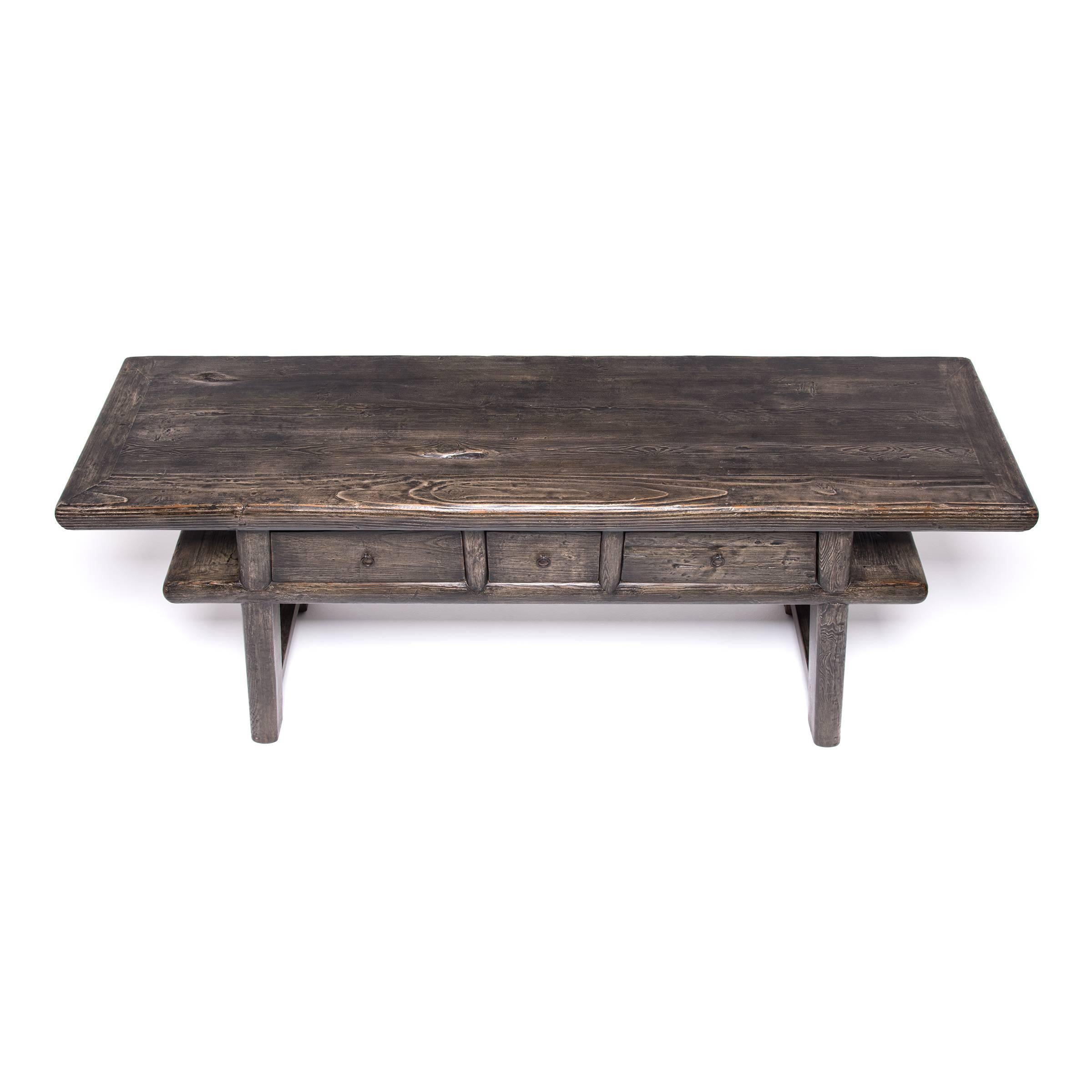 Contemporary Chinese Plank Top Tapered Leg Table