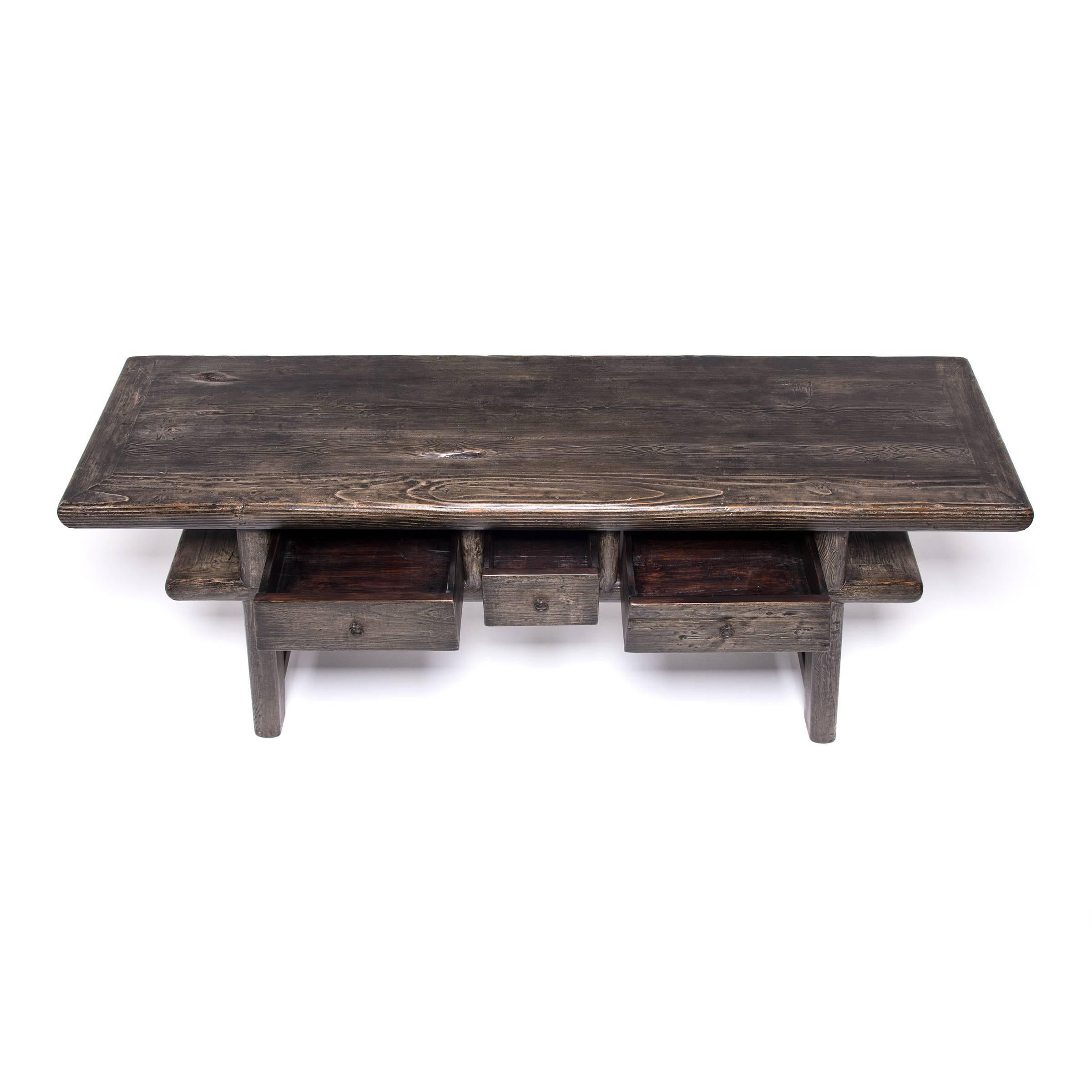 Pine Chinese Plank Top Tapered Leg Table