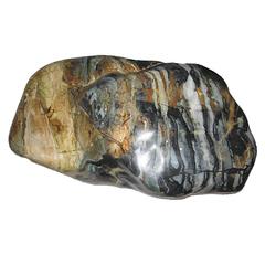 Chinese "Qilin in a Cloud" Black and White Meditation Stone 1