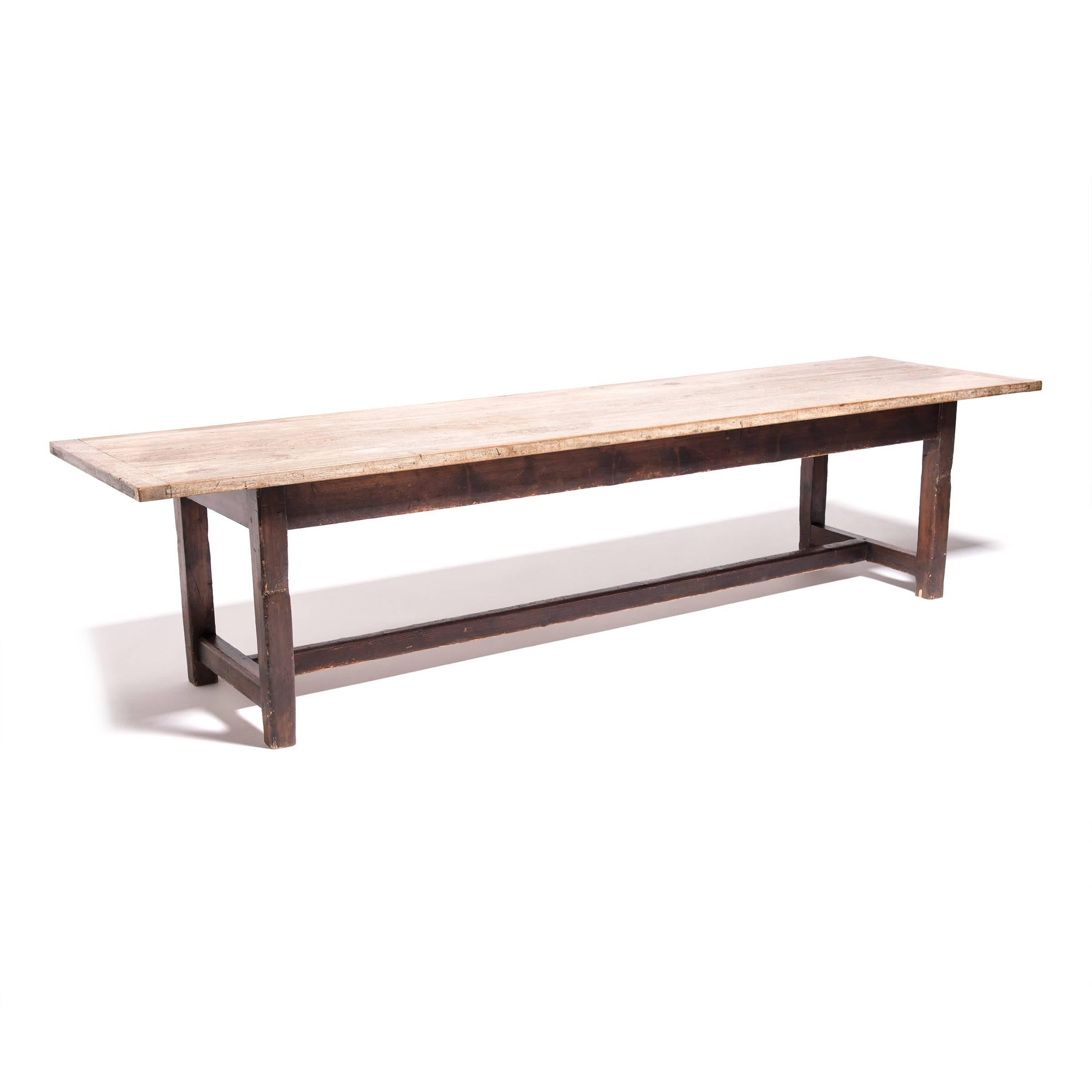 Born to host big gatherings, this 18th century English dining table’s humble design is based on the traditional refectory table. Long and rectangular, this type of table served communal meals in medieval monasteries. Made of Welsh oak, the