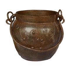 Chinese Lotus Cast Iron Apothecary Jar 6