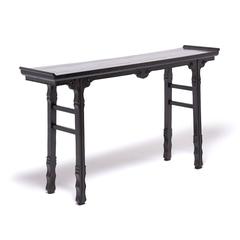 19th Century Chinese Shallow Sword Foot Altar Table with Ruyi Medallion