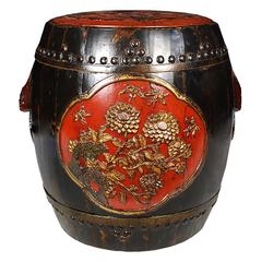 Chinese Drum Form Stool with Blessings 11