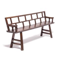 Chinese Staggered Ladder Back Bench