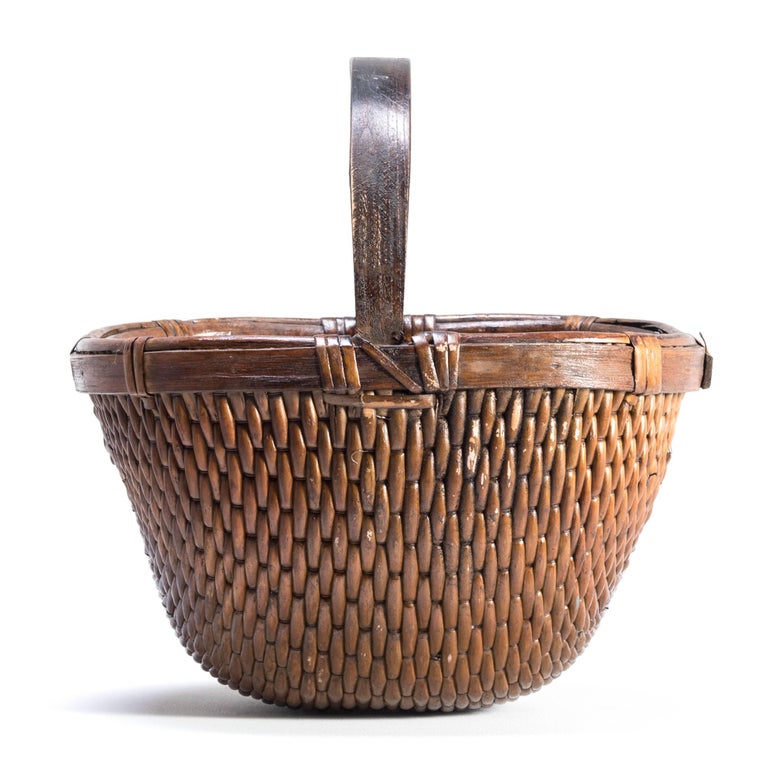 Chinese Willow Market Basket For Sale at 1stDibs