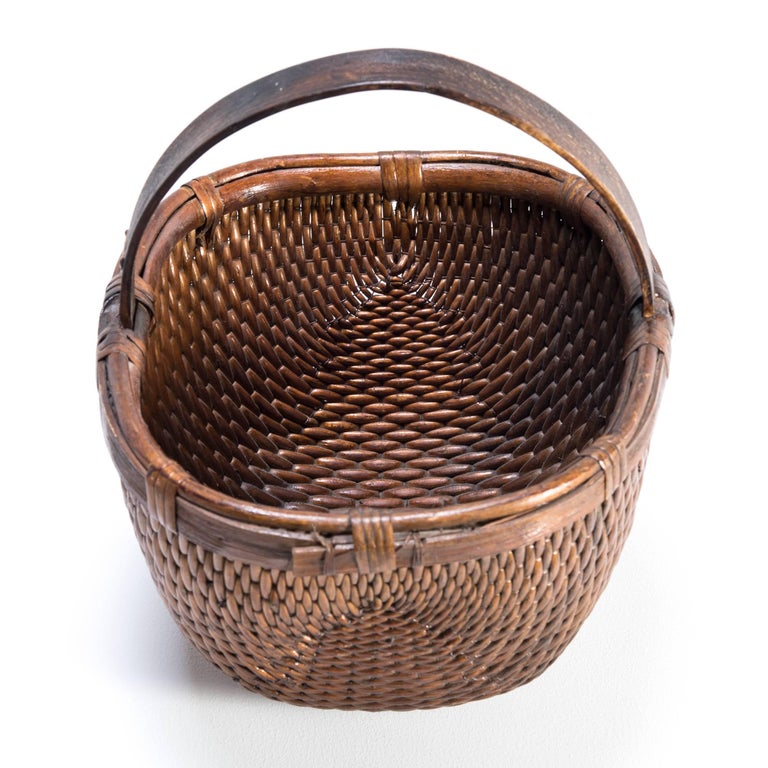 Chinese Willow Market Basket For Sale at 1stDibs