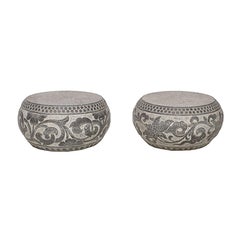 Pair of Chinese Floral Carved Stone Pedestals 2