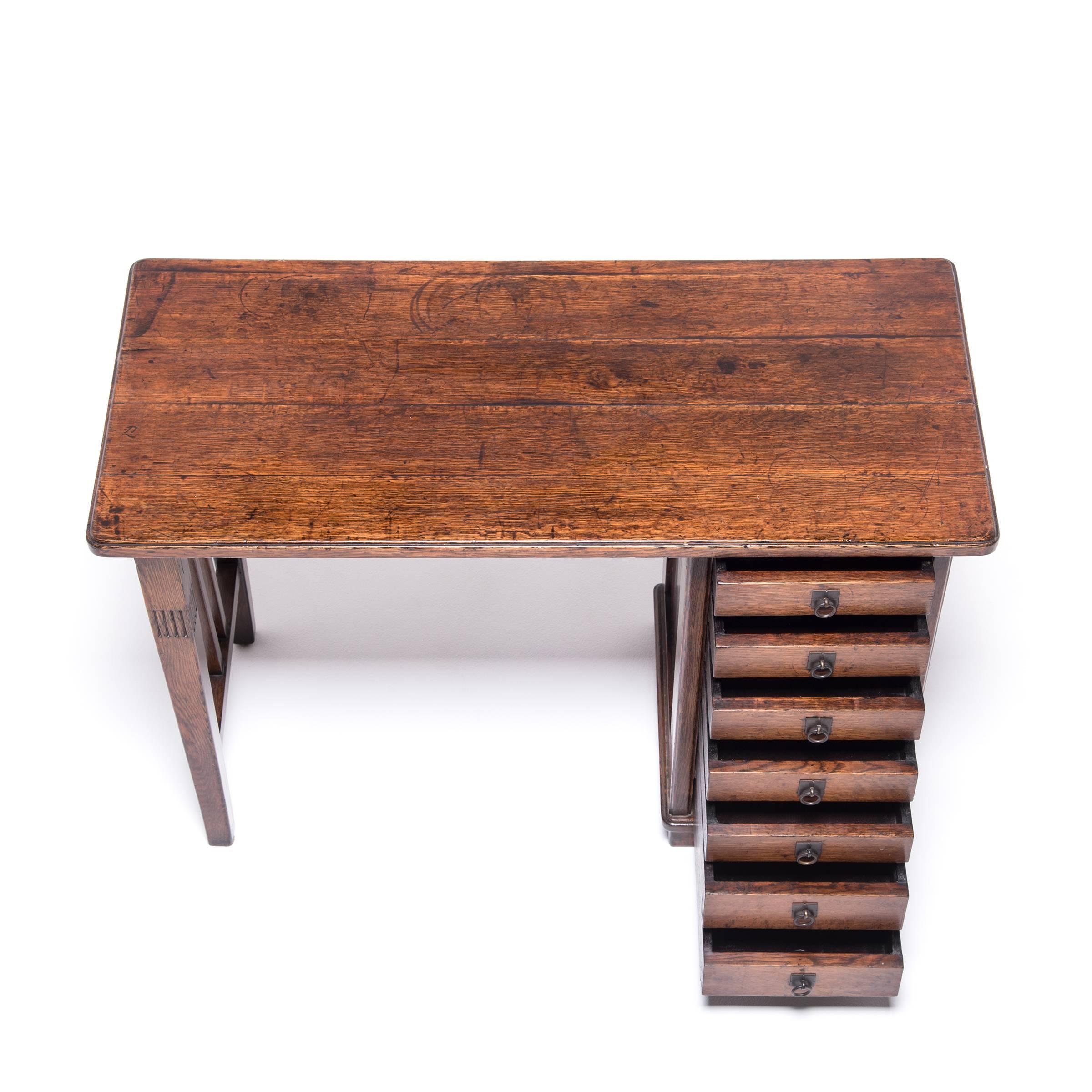Petite Chinese Seven-Drawer Desk, c. 1900 In Good Condition For Sale In Chicago, IL