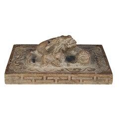 Chinese Stone Shoemaker's Weight with Mother, Cub, and Pearl 6