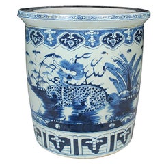 Chinese Blue and White Scroll Jar with Qilin