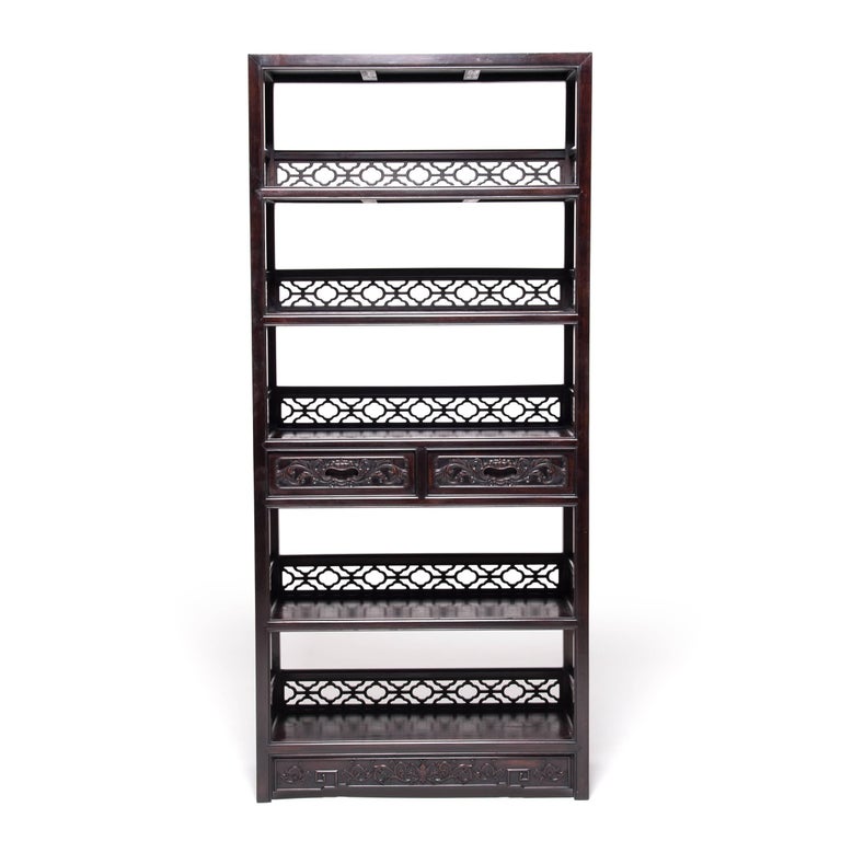 Pair of Chinese Fine Scholar's Scroll Shelves For Sale at 1stDibs