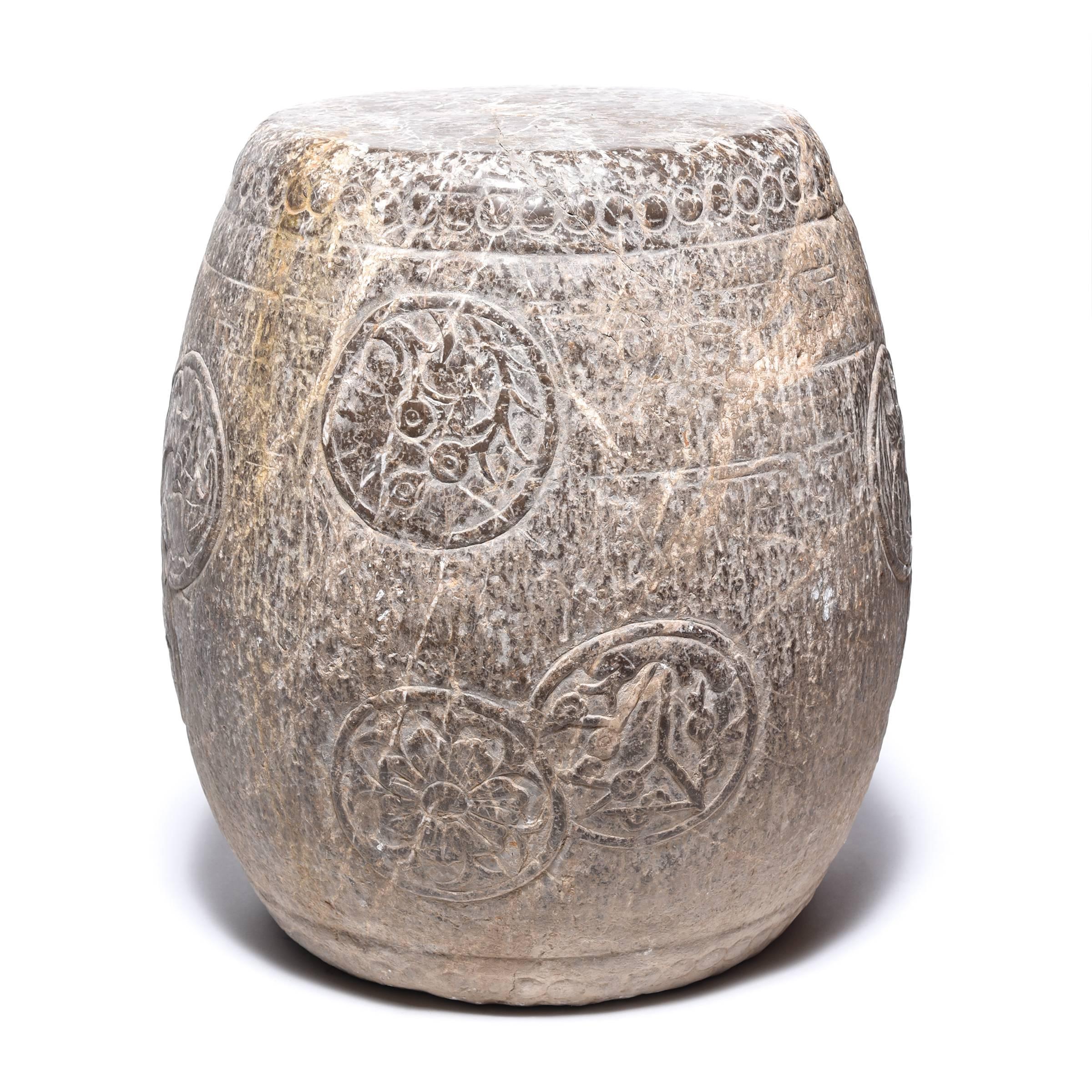 Qing Chinese Charm Stone Drum