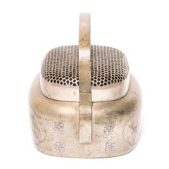 Chinese Brass Brazier with Incised Nature Scene