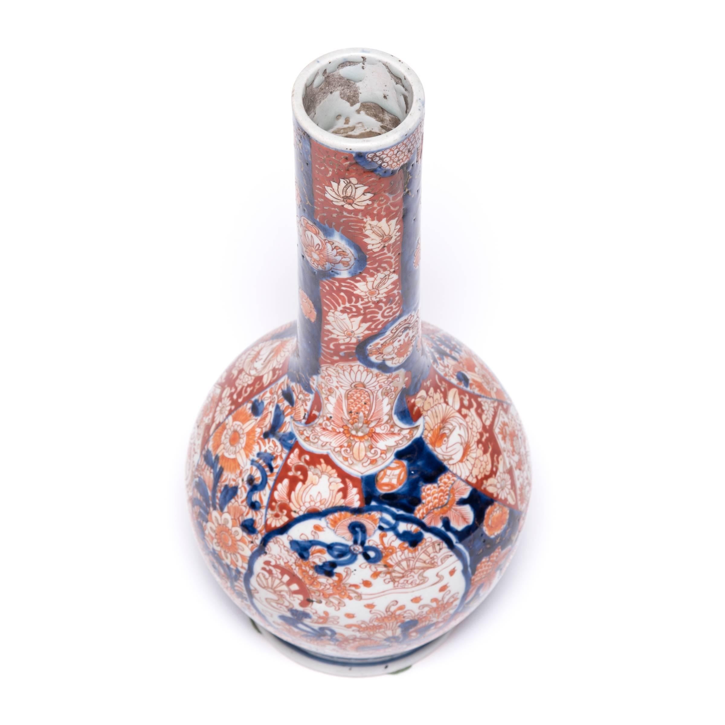 Porcelain Japanese Imari Bottleneck Vase