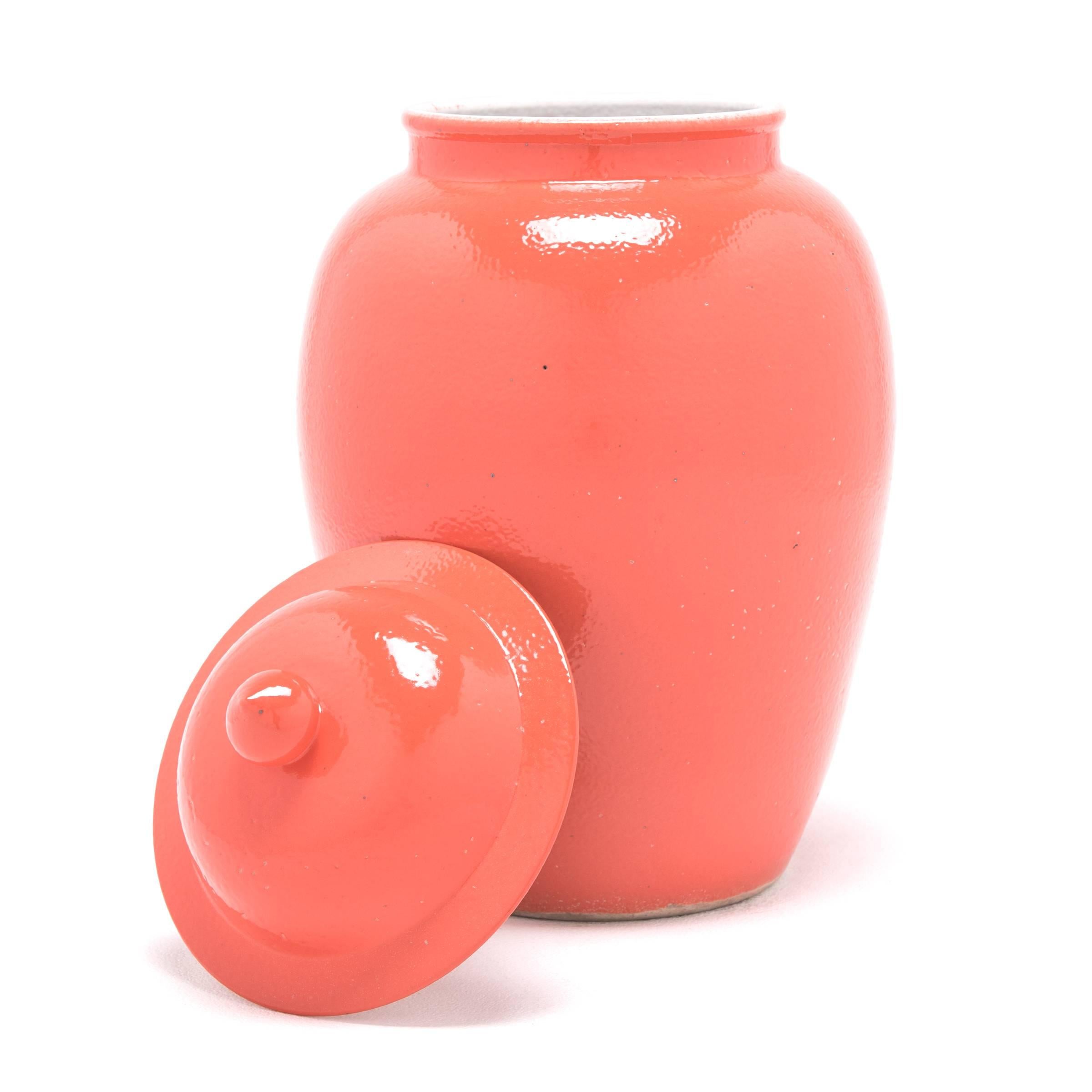 Contemporary Chinese Persimmon Baluster Jar