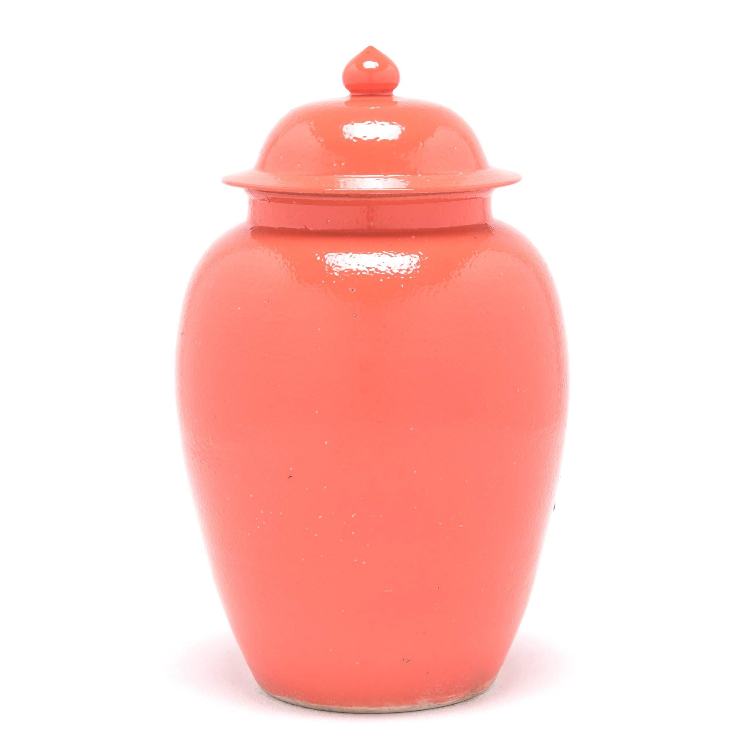 Glazed Chinese Persimmon Baluster Jar